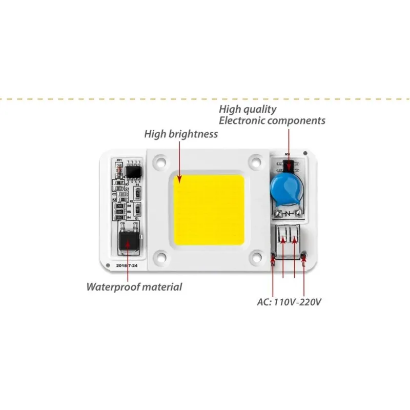 Modul LED de Putere 220V 50W cu Spectru Complet pentru Creșterea Plantelor 380–840nm Roz Modul LED de Putere 220V 50W cu Spectru Complet pentru Creșterea Plantelor 380–840nm Roz