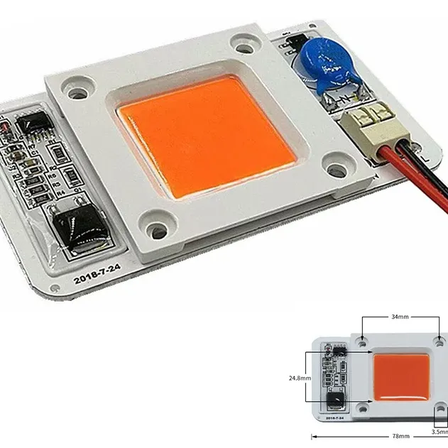 Modul LED pentru Creșterea Plantelor 220V 50W cu Spectru Complet Alb 6000–6500K Modul LED pentru Creșterea Plantelor 220V 50W cu Spectru Complet Alb 6000–6500K