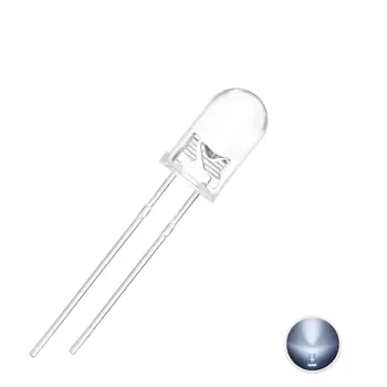 LED Transparent Alb 5mm